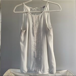EXPRESS | Off-White Lace Accented Halter Top